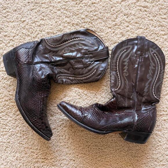 Brown snakeskin cowboy boots 9.5 main image 4